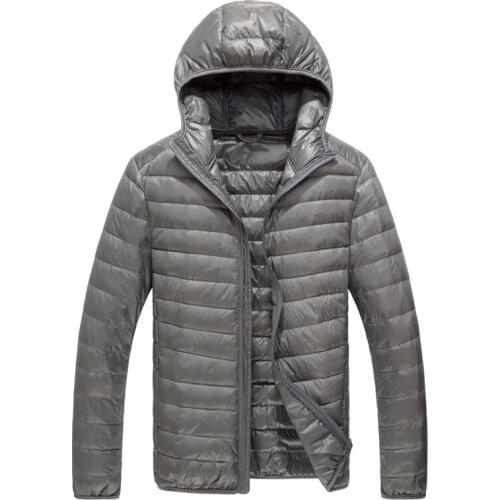 Mens Ultralight White Duck Down Jacket Autumn Winter Male Ffashion Casual Ultra Light Hooded Down Coat Mens Clothing Size 5XL