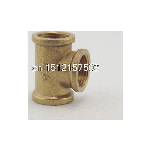 2PCS 3 Ways 1/2" Tee Female BSP Brass Coupler Adapter