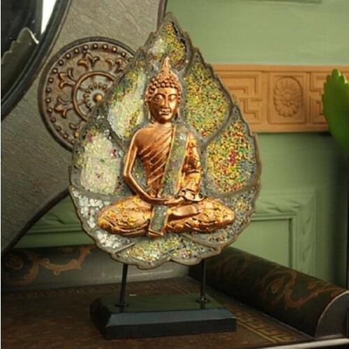 Thai style Bodhi leaf sitting on Buddha Zen ornaments Southeast Asia SPA clubs, hotels and yoga studios decorative resin crafts