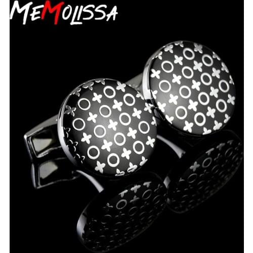 MeMolissa shipping novelty Brand Silver Cross cufflinks black color mens cufflinks silver-plated jewelry promotional price can