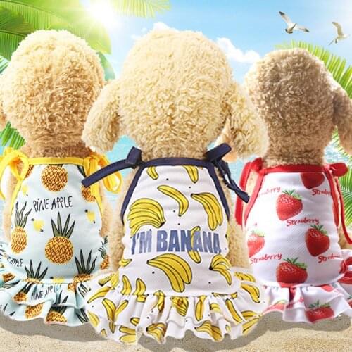 Fashion Cotton Pet Clothes Cute Fruit Pattern Dress T-shirts Lovers Suit Small Medium Cat Dog Clothes Pet Supplies Dog Skirts