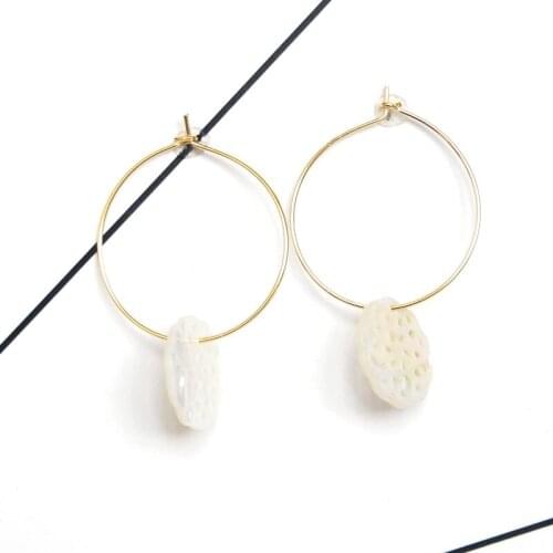 Gold color fashion jewelry Hoop Earrings handmade earring with pearl for women gift