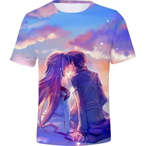 Sword Art Online Yuki Asuna 3D Print T-Shirt Men Women Fashion Short Sleeve Tops SAO Kirito Kirigaya Kazuto Funny Summer Tees