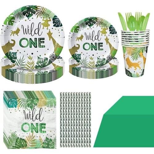 Wild Fun Party Theme Disposable Tableware Set Paper Tray Paper Cup Decoration Childrens Birthday Christmas Party