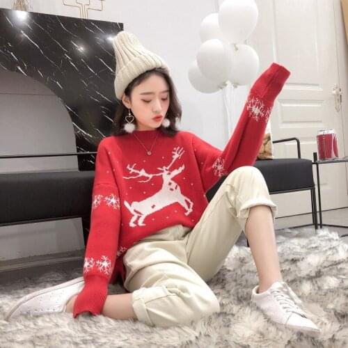 2020 new Korea style sweater o-neck knitted long sleeves women sweaters kawaii animal autumn sweater fashion clothes for women