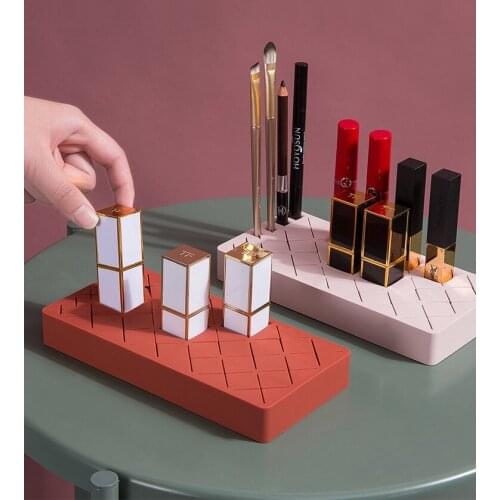 Organizer Desktop Multi Grids Jewelry Cosmetic Makeup Box Eyebrow Pencil Display Brush Lipstick Storage Rack Holder Silicone