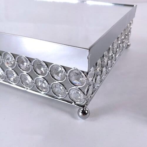 New arrive 1pcs gold silver new arrive square plate gold mirror cupcake stand crystal metal Party