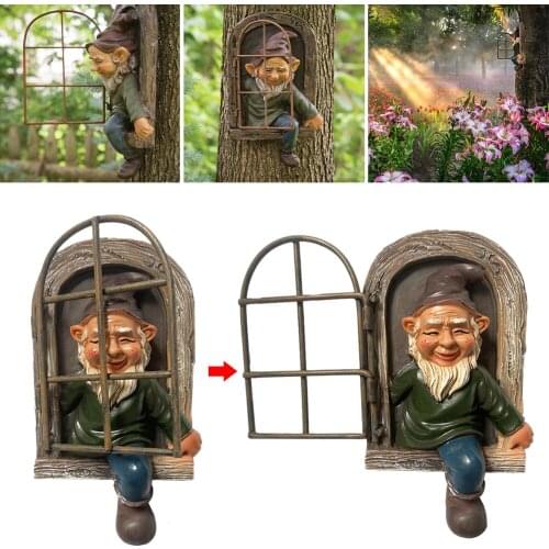 Resin Naughty Garden Gnome Garden Decoration 5 Inch Statue White Old Man Fairy Garden Ornament Accessories Elves Desk Decor Gift