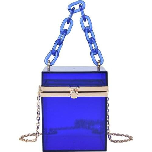 Candy Color Jelly Women Transparent Box Acrylic Shoulder Bag Chain Handbag 2022 New Fashion Tote Ladies Solid Hasp Party Purse