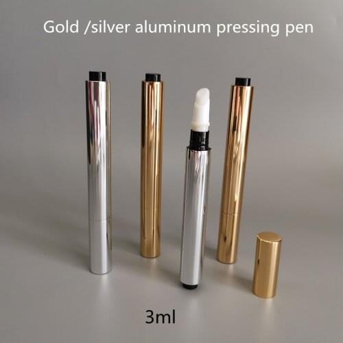 3ml Empty Cosmetic Container Lip gloss lip glaze gold/silver Aluminum Pressing pen Empty pen Nutrition oil Olive oil tube