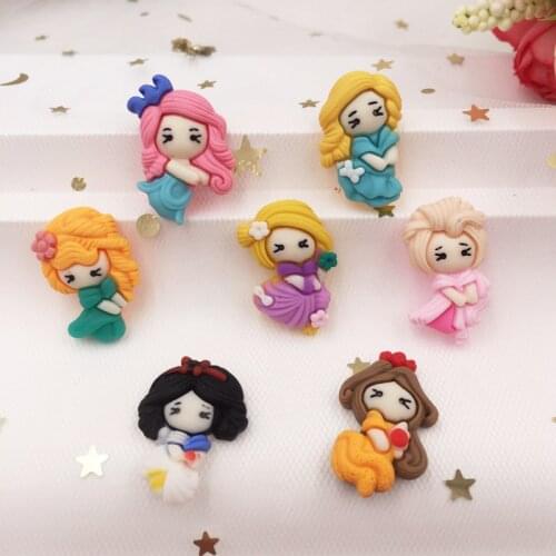 Hand Painted Resin Kawaii Colorful Mini Girl Flatback Cabochon Stone 14PCS Scrapbook DIY Decor Home Figurine Crafts