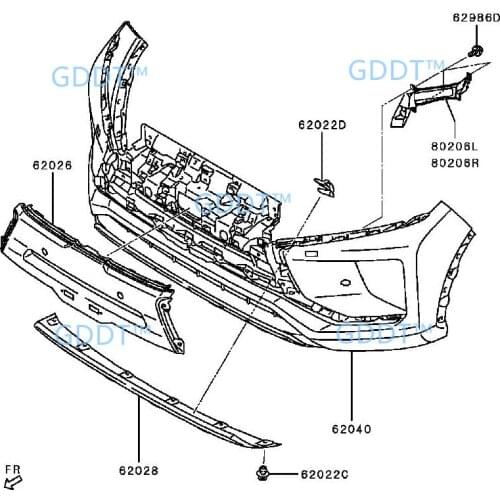 Front bumper net for Eclipse Cross 2017-2019 front license holder black plastic all other parts available