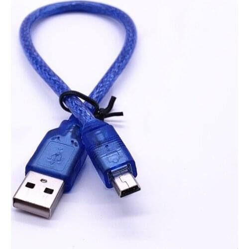 Blue Short USB 2.0 A Male To Mini 5 Pin B Data Charging Cable Cord Adapter 30cm