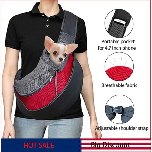 Pet Cat Sling Carrier Breathable Mesh Outdoor Travel Walking Dog Pet Strap Front Single Shoulder Bag for Small Dog Cat Puppy