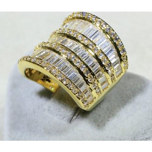 Unique Choucong Brand New Luxury Jewelry Wide Ring 925 Silver&Gold Fill Princess CZ Eternity Women Wedding Band Ring Finger