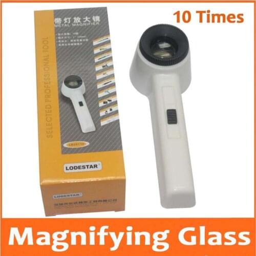 10X 28mm Illuminated Reading Magnifying Glass Handheld Gift Handheld Reading Newspaper Elderly People Magnifier Loupe with Light