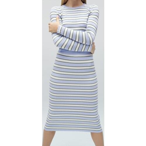 2021 new High Waist stripe Mid long Skirt Women knitting Bag hip Skirts Casual Slim A line sexy thin Mujer Elegant Female Party