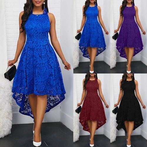 Dress women Floral Lace Sleeveless Irregular Hem Formal Party Dress womens dresses elegant short summer nuevo sexy ves
