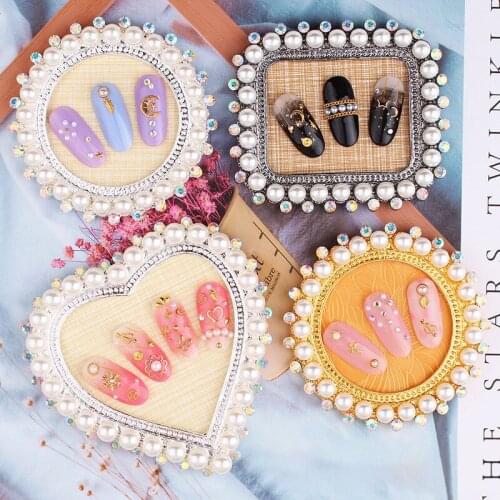 1Pcs Nails Art Display Nail Chart Plate Nails Shows Samples Heart Shaped Ring Circular Square Manicure Background Holder Stand