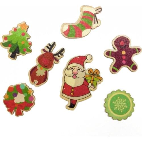 2018 New Style 24pcs Wood Shape 7 different Christmas styles Wood Shape Embellishments for scrapbooking Wood Shape