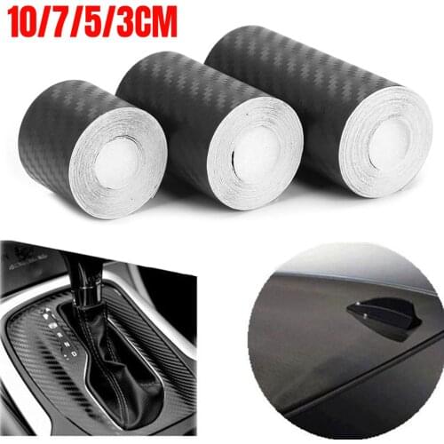 5/3M 3D Carbon Fiber Car Sticker DIY Paste Protector Strip Auto Door Sill Side Mirror Anti Scratch Tape Waterproof Protect Film