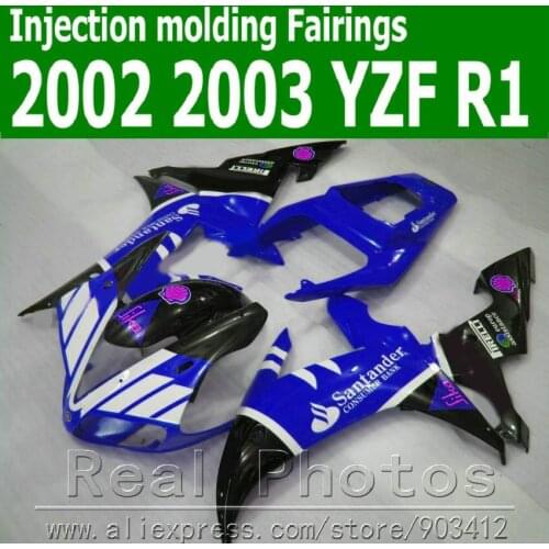 7 free gifts fairing kit for YAMAHA 100% Injection molding 2002 2003 blue black Santander fairings set YZF R1 02 03 JK95