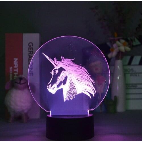 Acrylic 3d Lamp Unicorn Baby Night Light Color Changing USB Battery Nightlight for Kids Child Girl Bedroom Decor Night Lamp Gift