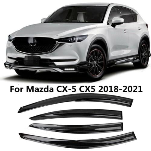 Car Acrylic Window Deflector Sun Visor Rain Gurad Cover Slim Moulding Trim Awning Shelter For Mazda CX-5 CX5 2018 2019 2020 2021