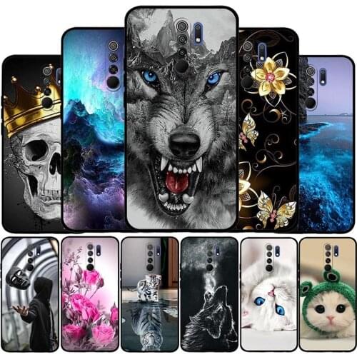 Cases For Xiaomi Redmi 9 Phone Case Silicone Soft TPU Back Cover For Redmi 9 Redmi9 Xiomi Xiami Cute Flower Anime Cat Bumper Bag