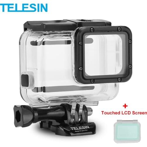 TELESIN 45M Diving waterproof housing case with touch LCD screen cover for Gopro hero 7/6/5 Black action camera go pro hero7
