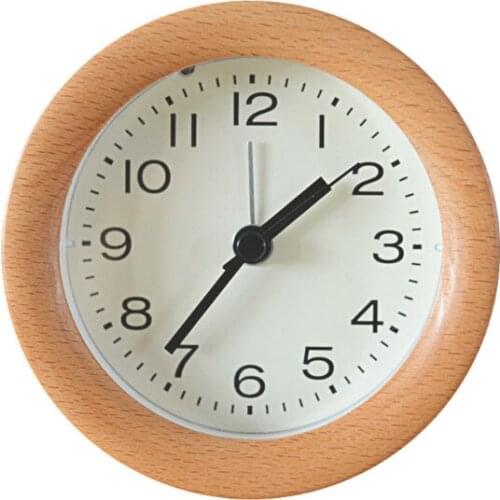 Wooden Clock Snooze Bedside Kids Alarm Clock Circular Needle Backlight Desktop Clock Silent Wood No Ticking despertador