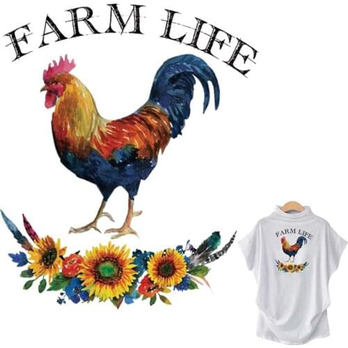 Farm Life Transfers For Clothing Vinyl Hoodies Tops Diy A-Level Washable Thermal Press Badges Iron On Stickers