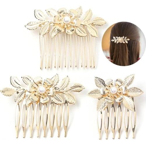 3Pcs/Set Wedding Hair Comb Faux Pearl Leaves Decor Bridal Headband Bride Headpiece For Women Hair Accessories