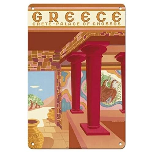 Greece - Crete - Palace of Cnossos (Knossos) by Helen Perakis-Theocharis c.1949 Metal Tin Sign