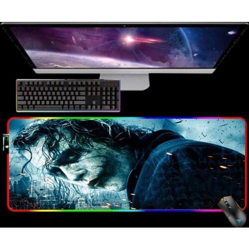 Tapis De Souris RGB Cartoon Mouse Pad Joker Laptop Gaming Accessiores XL Mousepad Mause Pad Rubber No-slip with Backlit Mausepad