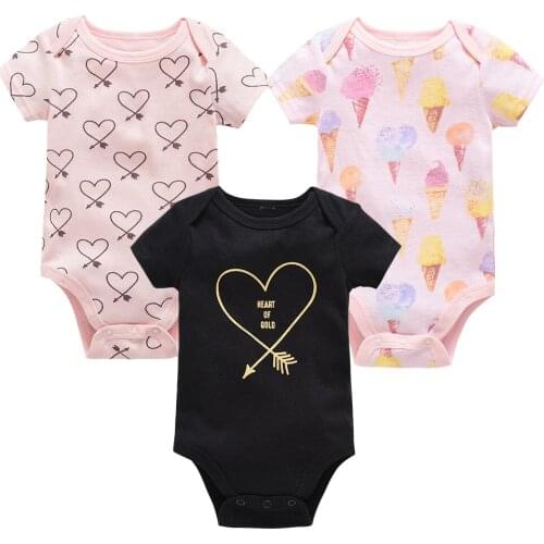 Kavkas Baby Bodysuit Summer 100%Cotton Heart Shaped Short Sleeve Three Piece Set Kids Clothes песочник для девочек