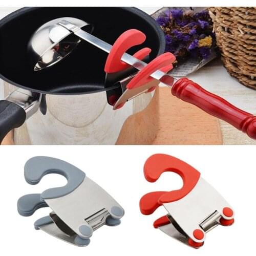 Kitchen Tool Stainless Steel Plastic Pot Side Clip Anti-scalding Spoon US