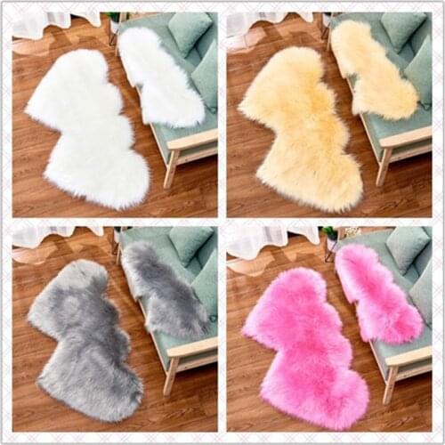 Fur carpet Livingroom Rug Imitation Sheepskin Double Heart Shape Rugs Faux Non Slip Bedroom Shaggy Carpet Mats Blanket Bedroom