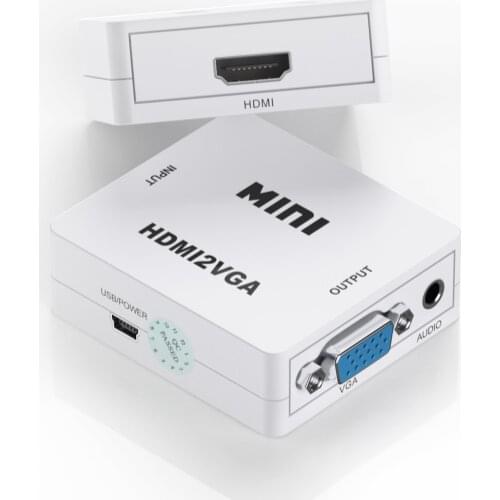 HD 1080P MINI HDMI to VGA Converter With Audio HDMI2VGA Video Box Adapte