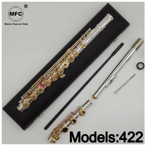 Music Fancier Club Flute 422 Engraving Hand Carved Keys Gold Plating Flutes B Leg Open Holes 17 Gold Keys