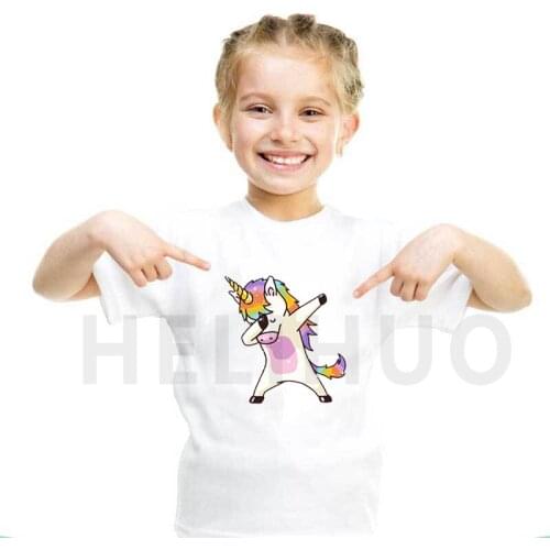 2021 New Unicorn T-Shirt Girl Summer Vintage Aesthetics Children TShirt O-Neck Short Sleeve Toddler Kids Top Tee Clothes Teen