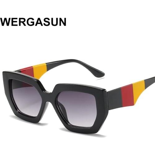 WERGASUN Cat Eye Sunglasses Women Vintage Oversized Gradient Sun Glasses Shades Female Luxury Designer UV400 Sunglass