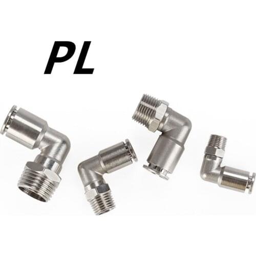 10PCS Pneumatic Connectors PL4-M5 1/8"1/4"3/8 1/2" Male Nickel Plated Brass Push In Quick Connector Release Air Fitting Plumbing