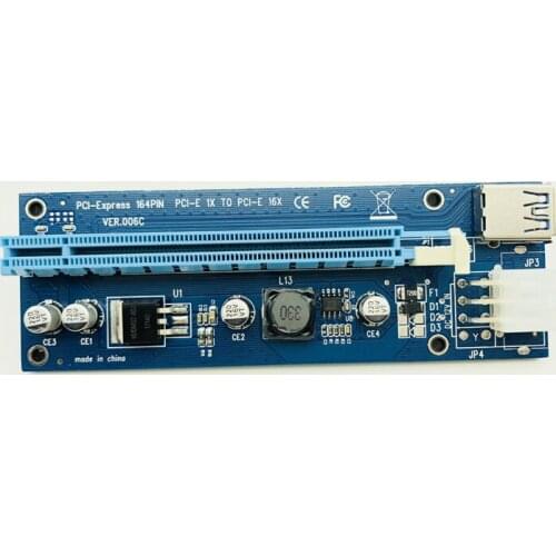 Riser VER006C PCI Express PCIE PCI-E Riser Card 006C 6Pin 1x to 16x Extender USB 3.0 Cable SATA to IDE for Bitcoin Mining Miner