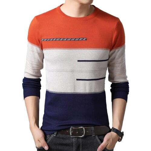 TFETTERS 2020 Brand Male Pullover Sweater Men Knitted Striped Sweaters O-neck Mens Knitwear Clothes Winter Slim Sweaters Men
