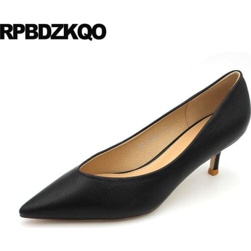 Size 4 34 casual scarpin black pumps medium heels pointed toe purple 2019 beige office shoes women stiletto green slip on thin