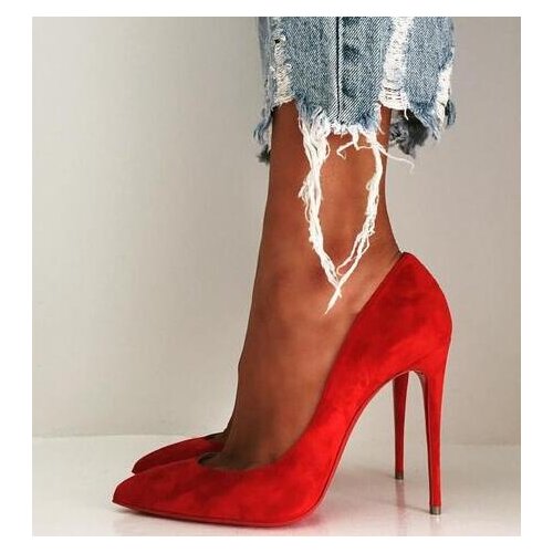 Moraima Snc Fashion Red Suede Woman Shoes Sexy Pointed Toe Thin heels Party Dress Shoe Shallow Stiletto heels