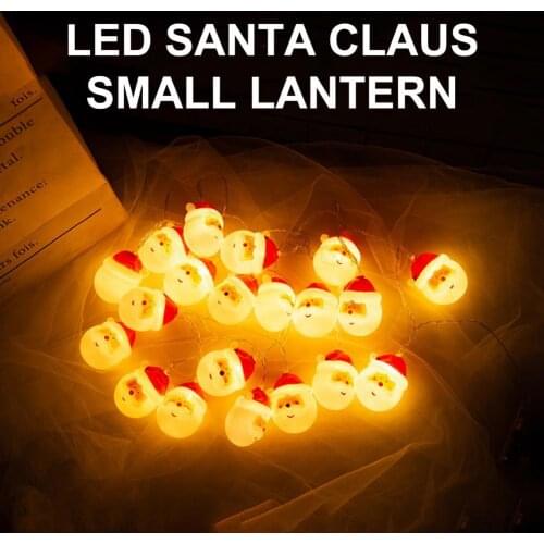 1 String Christmas LED Lamps Cute Small Santa Claus Snowman Flashing Lamps 10/20/30 LED Xmas String Lights Pendent for Home
