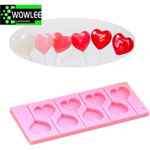 10-Heart Shaped Lollipop 2.7cm Silicone Mold Gum Paste Chocolate Ornamental Fondant Mould Cake Decoration Tools