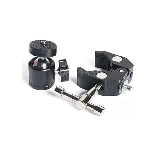 3in1 1 set Large supper clamp + 1/4-3/8 screw + Ball Head Metal Ballhead camera LCD Monitor LED light for Canon Magic Arm
